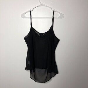 Talbots Womens Black Sleeveless Spaghetti strap Sheer Gauzy Cami Tank Top Sz 14W